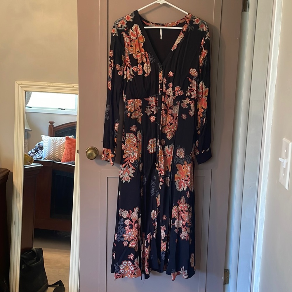 Free People Patterned Long Sleeve Dress
